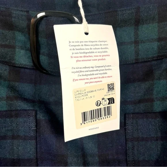 Sezane Green Plaid Mini Skirt - Picture 7 of 8